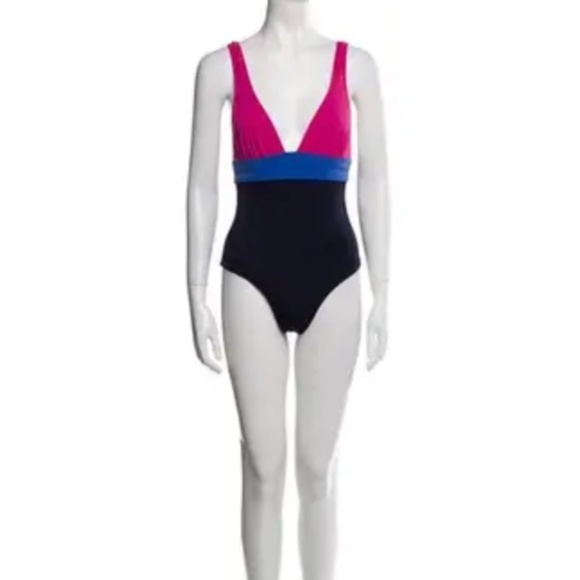 Diane Von Furstenberg Color Block One Piece Swimsuit - Picture 1 of 1